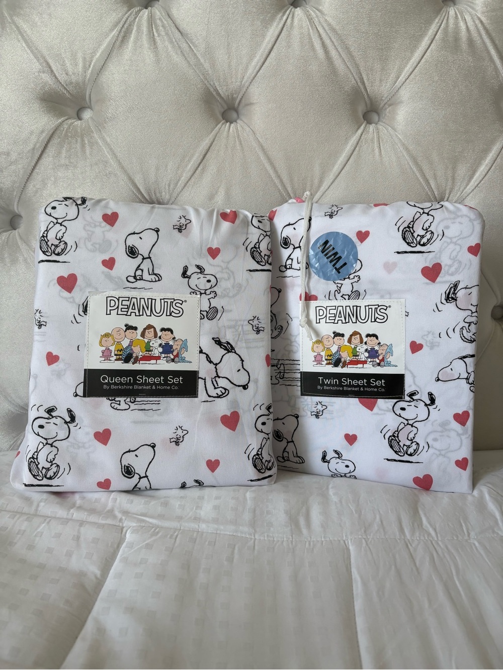 Peanuts Kids Pajama Set with Snoopy & Red Hearts - White